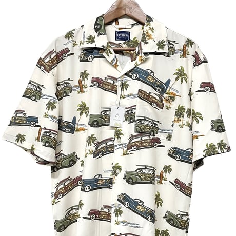 RE NEW/Vintage Car summer shirts  "OFF WHITE"