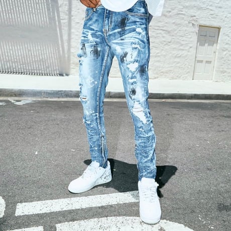 Crysp Denim/Paint damege  ZIP UP Denim