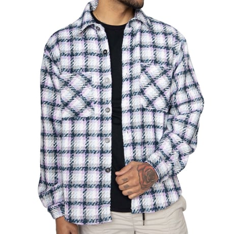 EPTM/Tweed Heavy Flannel shirt "White✖︎Pink"