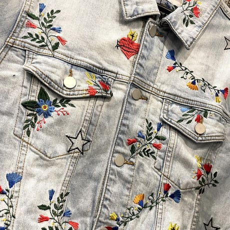 LIFTED UNCHORS/Flower  Denim jacket BLUE