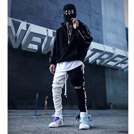 GUAPI/FUSION Track Pants　BLACK×WHITE