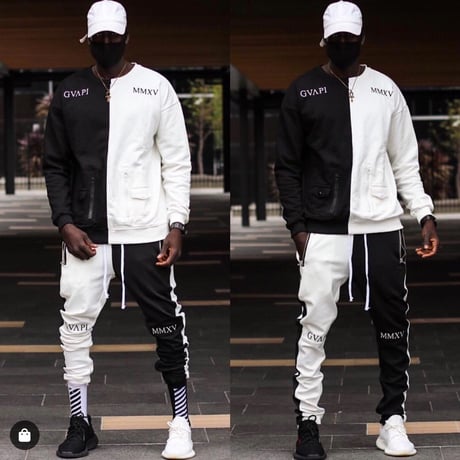 GUAPI/FUSION Track Pants　BLACK×WHITE