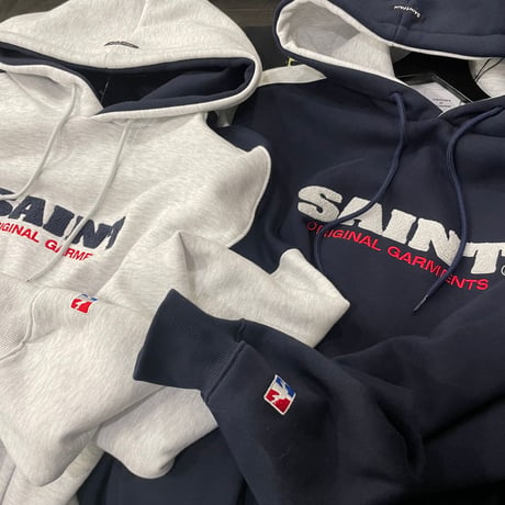 SAINT PAIN/Saint twotone Hoodie "Dark NAVY"