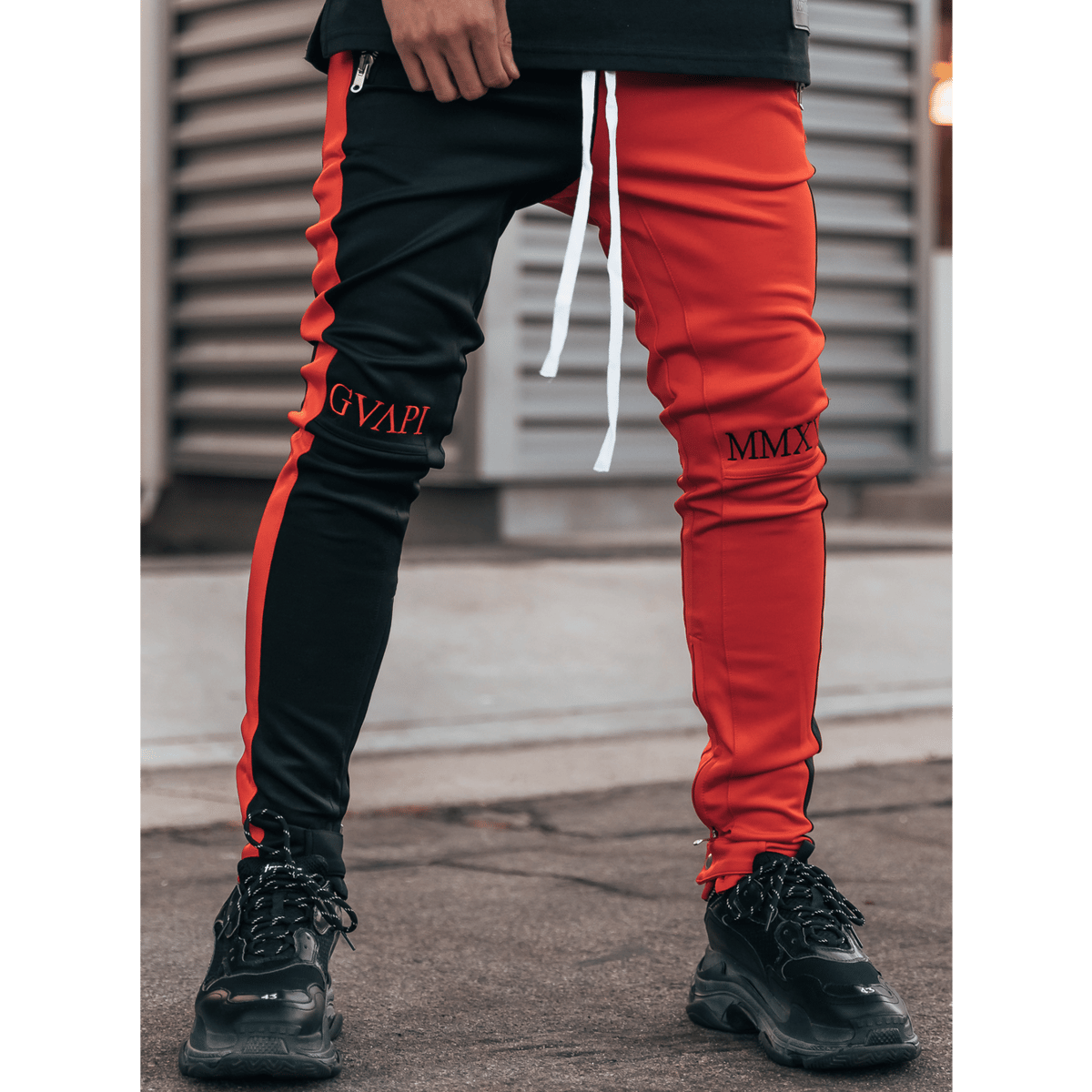 GUAPI/FUSION Track Pants RED×BLACK | BINGOSTAR ...