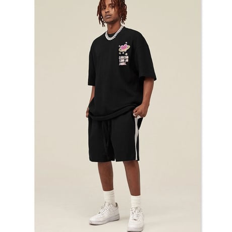 Mismatch NYC/Heart thermal Tee "BLACK&CREAM"