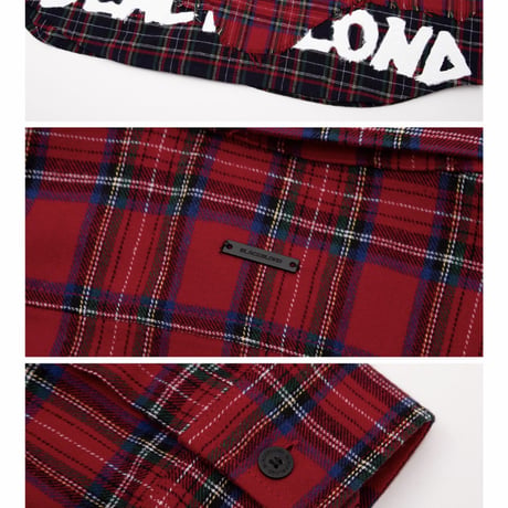 BLACK BLOND/Layered check shirts RED