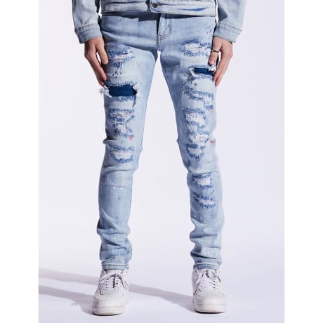 Crysp Denim/Blue Damege patchwork denim
