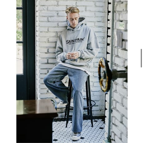 SAINT PAIN/ Logo Hoodie GRAY