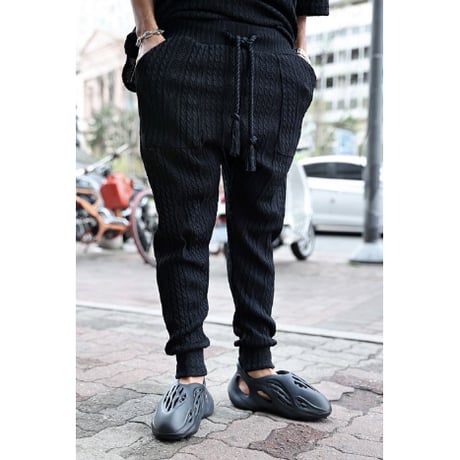 By The R/ Summer Knit Pants SET UP "BLACK"