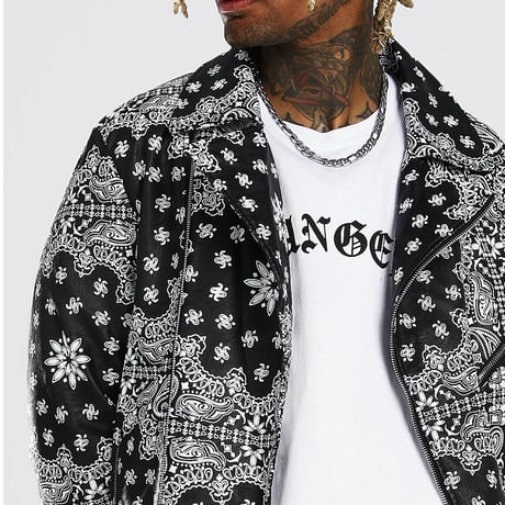 BOOHOO /BANDANA Biker Jacket