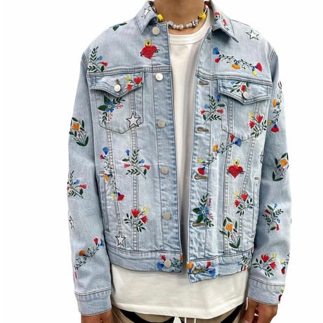 LIFTED UNCHORS/Flower  Denim jacket BLUE