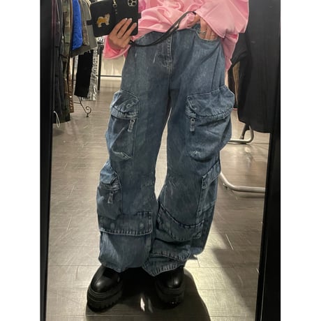 Mismatch NYC/Pocket wide denim pants