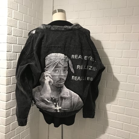 Mismatch NYC/2pac paint denim jacket BLACK