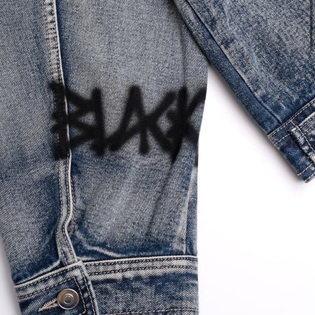 BLACK BLOND/Graffiti Metal Logo Denim Jacket