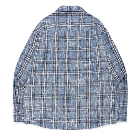 SAINT PAIN/ Flannel Checked Over Dyed Shirts "BLUE"