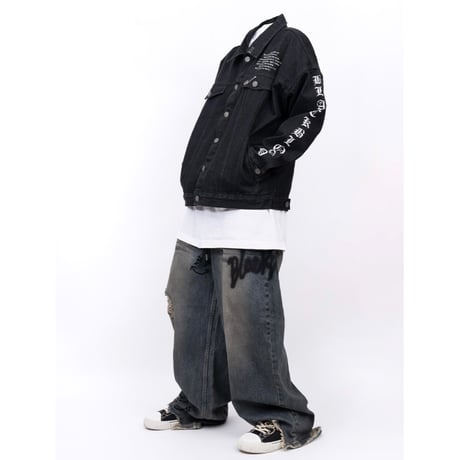 BLACK BLOND/Crushed Faith Black Denim Jacket