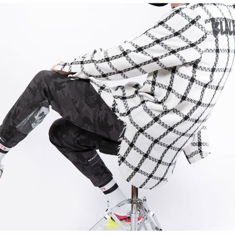 BLACK BLOND/Tweed Long Shirts WHITE