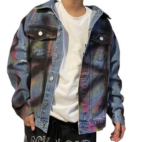 BLACK BLOND/Sprayed CUSTOM Denim Jacket