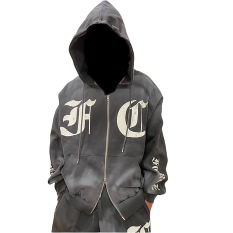 Spray Art Zip Hoodie(SET UP)  BLACK/GRAY