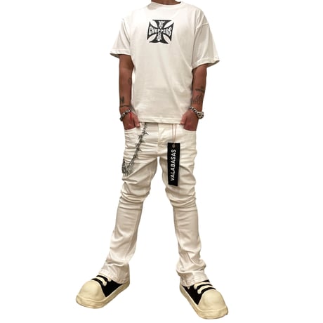 West Coast Choppers/ Logo Tee "Vintage WHITE"