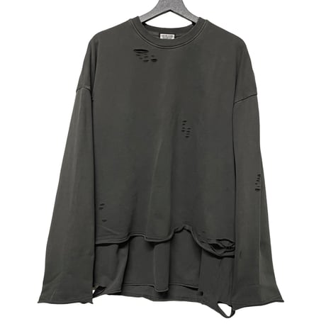 Mismatch NYC/Damage layered crewneck  "Washed BLACK"