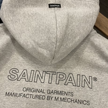 SAINT PAIN/Back Logo Hoodie GRAY