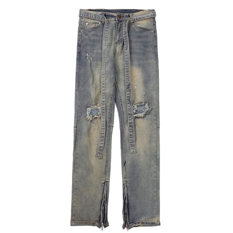 Mismatch NYC/Damage Belt Denim Pants