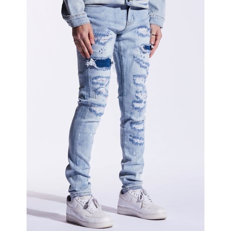 Crysp Denim/Blue Damege patchwork denim