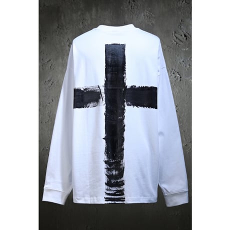 By The R/ Cross Paint Cotton LongSleeve Tee WHITE