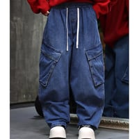 By The R/ Snap Wide Cargo Denim  BLUE