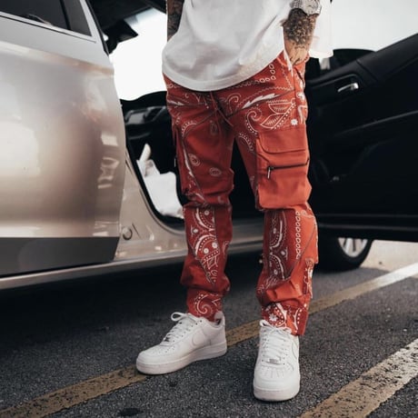 GUAPI/ Paisley cargo pants V2 ”Blood RED”