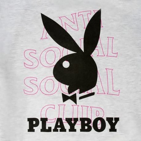 Anti Social Social Club × PLAYBOY/LOGO Hoodie GREY