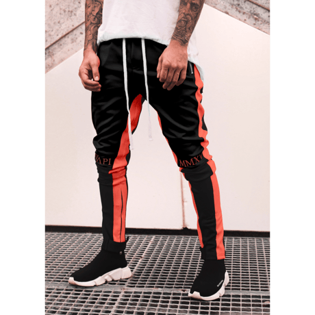 GUAPI/Biker Track Pants　BLACK Orange Line