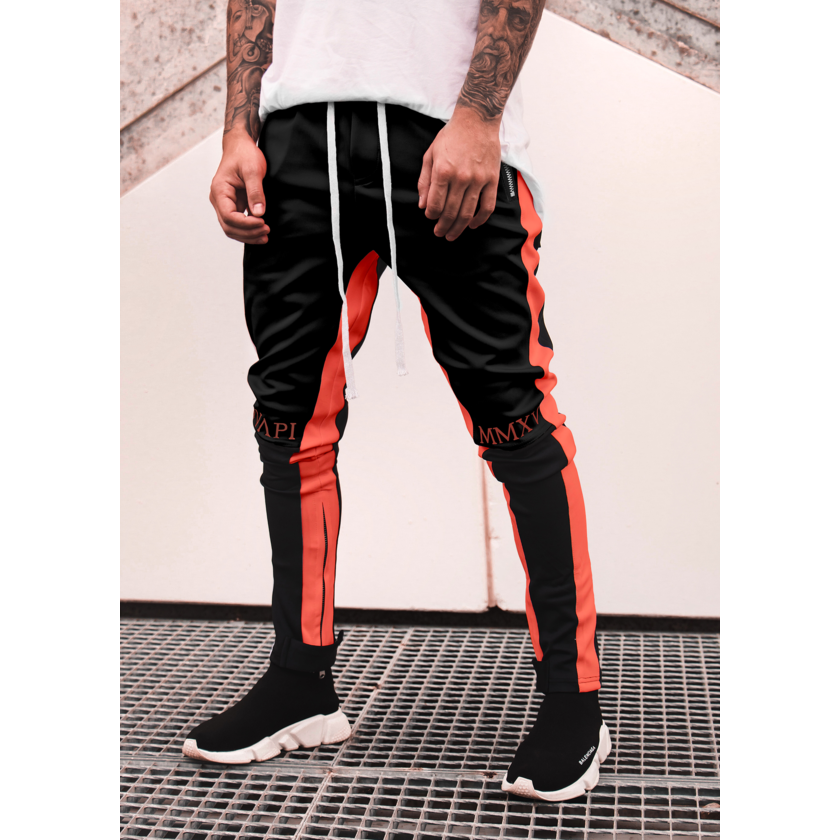GUAPI/Biker Track Pants BLACK Orange Line | BIN