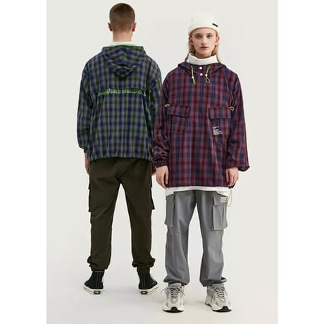 WOSS.official/Plaid Anorak Jacket RED