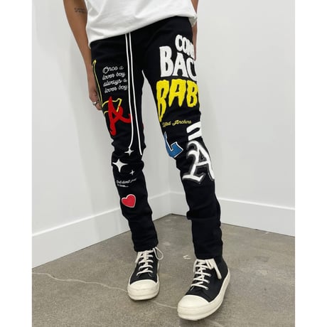 LIFTED UNCHORS/PUFF Print  BLACK DENIM