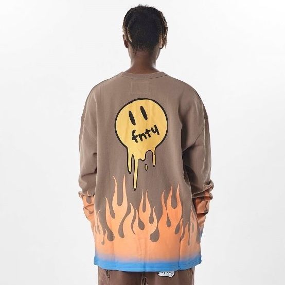 FNTY/Flying FLAME Crewneck TAN | BINGOSTAR ・ ビン