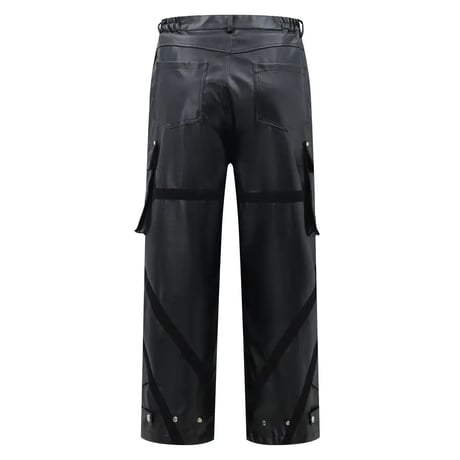 Mismatch NYC/Leather pocket wide pants  (SET UP)