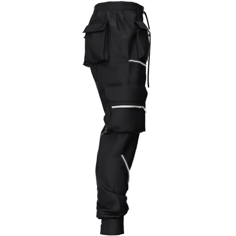 GUAPI/ Obsidian Black reflective cargo pants