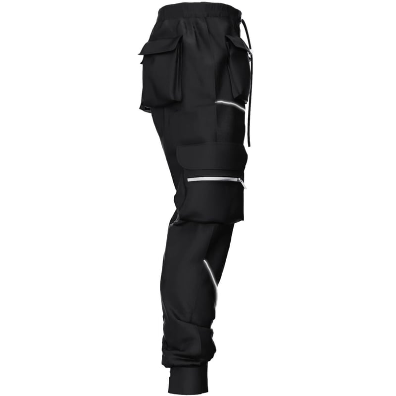 GUAPI/ Obsidian Black reflective cargo pants |