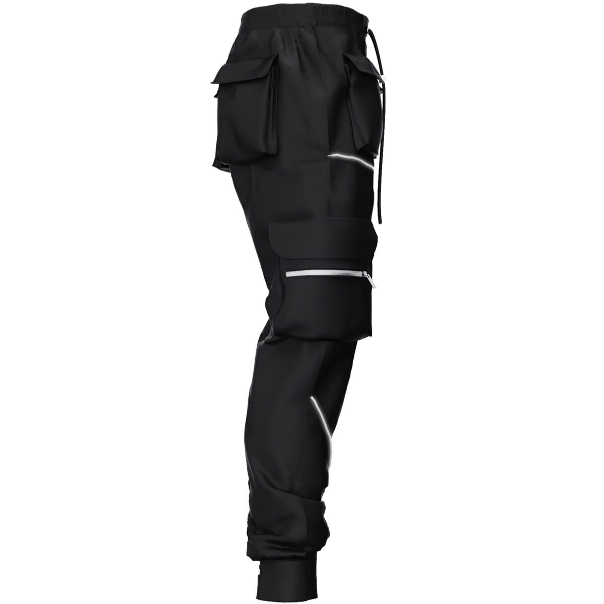 GUAPI/ Obsidian Black reflective cargo pants |