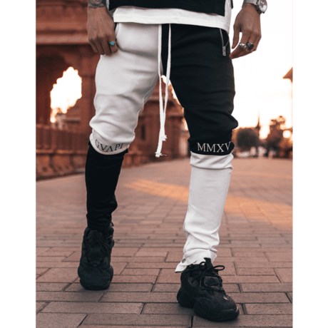 GUAPI/Split Biker Track Pants　BLACK White