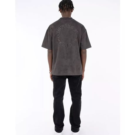 WOSS.official/ Oversized  Suede Embroid TOPS "VINTAGE BLACK"