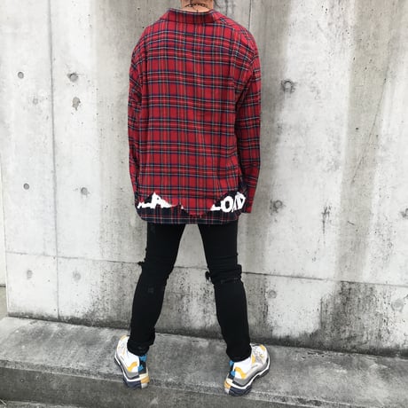 BLACK BLOND/Layered check shirts RED