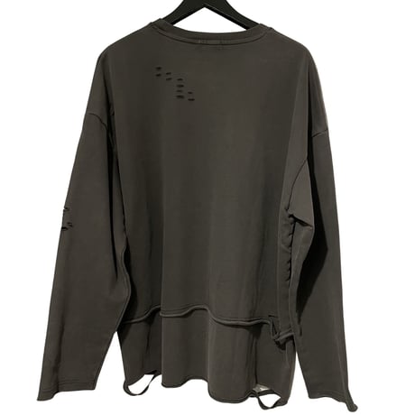 Mismatch NYC/Damage layered crewneck  "Washed BLACK"