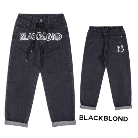 BLACK BLOND/BORDER GRAFFITI SMILE LOGO DENIM (BLACK)