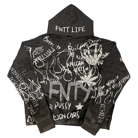 FNTY/Flying FLAME Hoodie "WASHED BLACK"