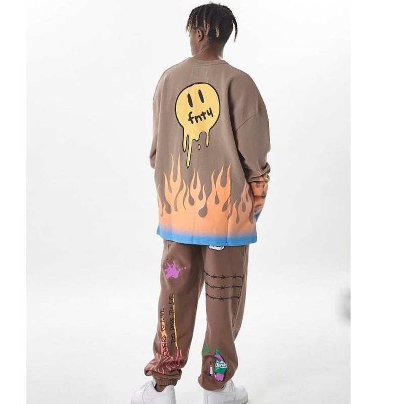 FNTY/Flying FLAME Crewneck TAN | BINGOSTAR ・ ビン