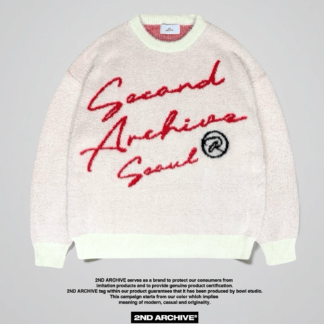 2nd archive/ Mohair Logo knit "CREAM"