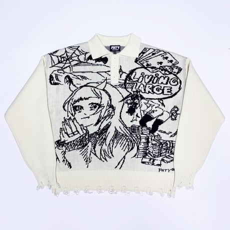 FNTY/Knitted Praying girl Sweater  "WHITE "